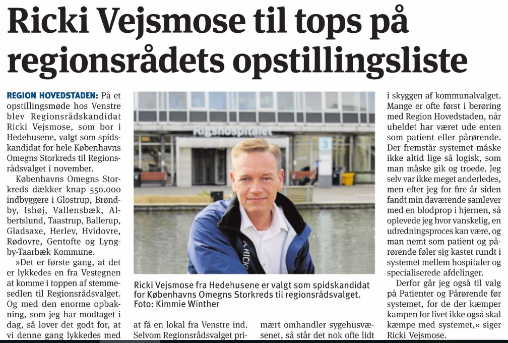 Ricki Vejsmose i Taastrup Avisen- RV2017 Venstre